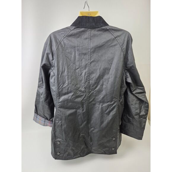 Barbour Women's Black Beadnell Water Resistant Waxed Cotton Wax Jacket Size 10 - Picture 4 of 7